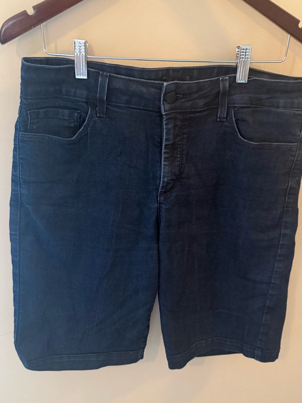 NYDJ dark Denim Bermuda Shorts 10 inch inseam size 14